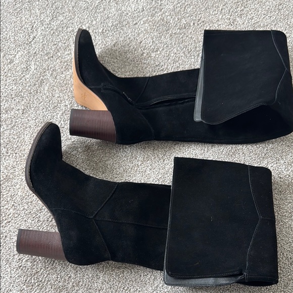 Crown Vintage Black Over the Knee Boots with Stacked Heel - Picture 3 of 3